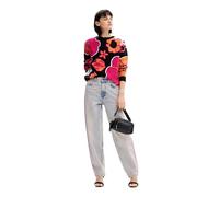 Desigual Women's Woman Flat Knit Thin Gauge Pullover Sweater, Black, S