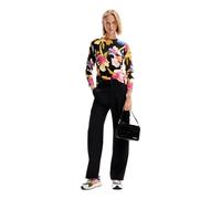 Desigual Women's Woman Flat Knit Thin Gauge Pullover Sweater, Black, XL