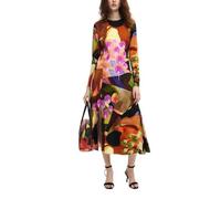 Desigual Women's Woman Woven Long Sleeve Dress, Brown, X-Large
