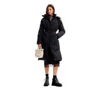 Desigual Women's Woman Woven Padded Long Overcoat, Black, 38