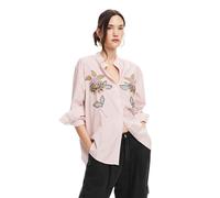 Desigual Women's Woman Woven Shirt Long Sleeve Blouse, RED, Medium