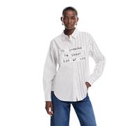 Desigual Women's Woman Woven Shirt Long Sleeve Blouse, White, Small