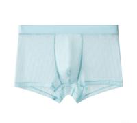 Desiumite Herren Boxershorts aus EIS-Seide mit Spitze, Atmungsaktiv | Men's Ice Silk Lace Boxer Shorts Bulge Pouch Solid Underwear See Through Trunks
