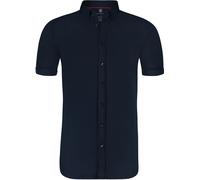 Kurzarmhemd DESOTO "Jerseyhemd Casual Modern Button Down halbarm", Herren, Gr. XXL, N-Gr, blau (solid schwarz navy), Jersey, Obermaterial: 100% Baumwolle, unifarben, slim fit normal, Rundhals, Raglanä