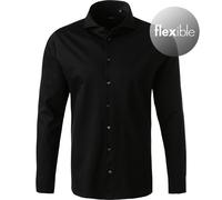 DESOTO Hemd Herren Slim Fit Langarm Jersey schwarz, 40