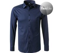 DeSoto Herren Jerseyhemd Kent-Kragen - Bügelfrei, 21028-3-057, blau, L