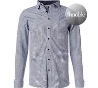 Desoto Slim Fit Jerseyhemd weiss/blau, Gepunktet