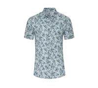 DeSoto Herren Jerseyhemd - Kurzarm - Kent-Kragen - Bügelfrei, Blue Denim Pineapple, XL