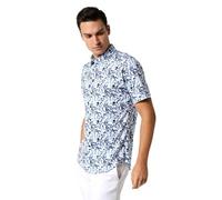 DeSoto Herren Jerseyhemd - Kurzarm - Kent-Kragen - Bügelfrei, Dark Blue Effects, L