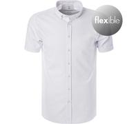 DESOTO Kurzarmhemd Herren Slim Fit Kurzarm Jersey weiß, L