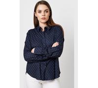 Desoto Slim Fit Jerseybluse Navy With White, Gepunktet