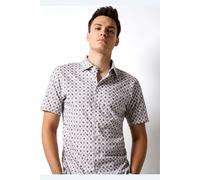 Desoto Slim Fit Jerseyhemd Beige Red Mixed Pattern, Gemustert