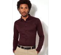 Desoto Slim Fit Jerseyhemd Dark Burgundy, Einfarbig