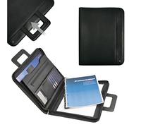 DESQ® A4-Schreibmappe - Mit 25 mm Ringmechanik, Versenkbare Tragegriffe, 13 Taschen, Umlaufender Reißverschluss, Zusätzlicher Stauraum, Schreibblock ausgestattet, Schwarz, Dutch Design