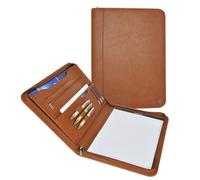 DESQ® Konferenzmappe A4 mit Reißverschluss, Tablet-Tasche, 8 Fächer, Schreibblock inklusive, Braun, Dutch Design