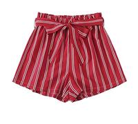 Destine Sommer Shorts Damen Leicht High Waist Blumen Bedruckt Strand Shorts Locker Pyjamahose Kurz Leicht Kurze Hosen Mit Gürtel Strandshorts Laufshorts Freizeit Shorts Bermuda Shorts