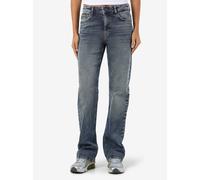 Destroyed-Jeans NOISY MAY "NMMONICA HW STRAIGHT JEAN AZ221DB NOOS", Damen, Gr. 27, Länge 32, dunkelblau denim, Denim/Jeans, Obermaterial: 99% Baumwolle, 1% Elasthan, unifarben, regular fit knöchellang