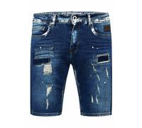Shorts RUSTY NEAL "Navito", Herren, Gr. L, EURO-Größen, blau (jeansblau), 98% Baumwolle, 2% Elasthan, unifarben, casual, Hosen, mit coolen Used-Details (75383817-L) jeansblau