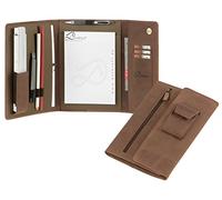 Dethloff Handwerkermappe Schreibmappe Notizmappe A5 Leder Magnetverschluss Hunter antik braun