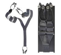 Dethloff Hosenträger Y-Form Holländer anthrazit meliert 120cm 36mm breit Leder mit Knöpfen - grau 0530/18HK2-50