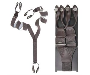 Dethloff Hosenträger Y-Form Holländer braun meliert 120cm 36mm breit Leder mit Knöpfen - 0530/18HK2-07