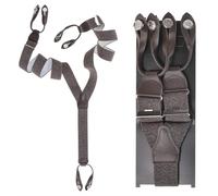 Dethloff Hosenträger Y-Form Holländer braun meliert 120cm 36mm breit Leder mit Knöpfen - braun 0530/18HK2-07