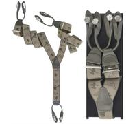 Dethloff Hosenträger Y-Form Holländer Jagdmotiv oliv 120cm 36mm breit Leder mit Knöpfen - grün 9050/18HK2-2