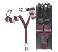 Dethloff Hosenträger Y-Form Holländer rot meliert 120cm 36mm breit Leder mit Knöpfen - rot 0530/18HK2-05