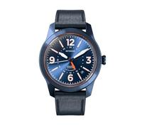 DeTomaso AVIATORE Automatic GMT Blue ORANGE Blau Orange Herren Armbanduhr Analog Automatik Leder Armband Blau