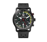 DeTomaso SORPASSO Chronograph Carbon Black Yellow Schwarz Gelb Herren Armbanduhr Analog Quarz Leder Armband Schwarz