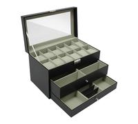 Dettchan Schwarz Schmuckkästchen, Desktop-Schmuckschrank Uhrenschatulle Schmuckschatulle, für Schlafzimmer Wohnzimmer Ankleidezimmer 33.5 * 19.4 * 20.5cm