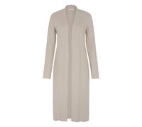 Detto Fatto Fein gerippter Long-Cardigan aus Viskose-Elasthanmix Hell Grau (Mushroom) M (40/42)