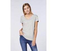 Detto Fatto Jersey-Shirt mit V-Neck im Basic-Look Hell Grau (Light Grey) 42