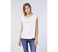 Detto Fatto Schriftzug-Top aus Viskose und Elasthan Weiß (White) 36