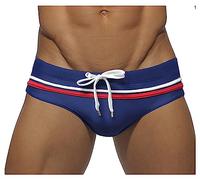 Detwen Badeslip mit Kordelzug Herren Badehose mit Kontraststreifen Mini Schwimmhose Kurze Badeshorts Blau 01 XXL