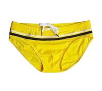 Detwen Badeslip mit Kordelzug Herren Badehose mit Kontraststreifen Mini Schwimmhose Kurze Badeshorts Gelb 01 XL