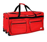 DEUBA Reisetasche | mit Trolleyfunktion | Rollen mit Kugellager | Teleskopgriff | abschließbar -【Farb-und Größenauswahl】 Sporttasche Reisetrolley Gepäcktasche, Rot, 160L = 85 x 43 x 44 cm (LxBxH)