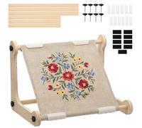 Deuson Verstellbarer Stickständer, Stickrahmen Holz, Embroidery Hoop mit 9 Rutsch Pads, 30 x 43 x 30 cm, Stickrahmen Halterung für Kunsthandwerk, Stickerei, Nadelspitze(Protokollfarbe)