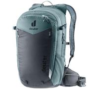 Deuter Compact EXP 14+3 graphite-shale - Fahrradrucksack 14+3 Liter, erweiterbares Volumen, Airstripes-Rückensystem, Helmhalterung, Regenhülle, ergonomische Passform für 170-195 cm Körpergröße