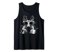 Deutscher Schäferhund mit Sonnenbrille, weißer Splash Art Hund Tank Top