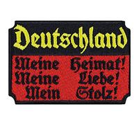 Deutschland Aufnäher "Meine Heimat - Meine Liebe - Mein Stolz" Aufbügler Patriot Patch Biker Bügelbild Germany Geschenk Applikation für alle Stoffe | 80x55mm