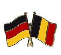 Deutschland-Belgien Freundschafts Pin Flaggen Pin, Hartemaille, Vergoldet, ca. 22mm