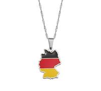 Deutschland Karte Flagge Anhänger Halskette - Deutschland Land Umriss Charm Kette Zierlicher Patriotischer Schmuck, Ethnischer Stil Hip-Hop Damen/Herren/Mädchen Unisex Geschenke,Weiß,Einheits