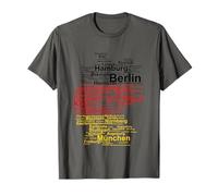 Deutschland Karte Umriss Städte Berlin Hamburg Köln Flagge T-Shirt