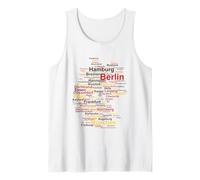 Deutschland Karte Umriss Städte Berlin Hamburg Köln Flagge Tank Top