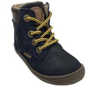 Develab Mini Boots in NAVY aus Leder + Wollfilz Futter, Schnürer & seitl. Zipper Barefoot 45213 (Navy, EU Schuhgrößensystem, Kleinkind, Numerisch, Schmal, 21)