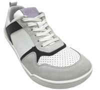 Develab Sportlich schicke Leder Sneaker Barfußschuhe für kräftige Füße 43042 (White/Navy, EU Schuhgrößensystem, Erwachsene, Numerisch, Breit, 41)
