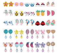 DEVIENG Clip On Ohrringe, hypoallergen, geeignet für Kinder im Alter von 4-12 Jahren, niedliche kleine Ohrclips, Schmuck-Geschenk-Set, Einheitsgröße, Harz, Kein Edelstein (Clip On Ohrringe-25 Paar)
