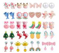 DEVIENG Clip On Ohrringe, hypoallergen, geeignet für Kinder im Alter von 4-12 Jahren, niedliche kleine Ohrclips, Schmuck-Geschenk-Set, Einheitsgröße, Harz, Kein Edelstein (Clip On Ohrringe-20 Paar)