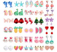 DEVIENG Clip On Ohrringe, hypoallergen, geeignet für Kinder im Alter von 4-12 Jahren, niedliche kleine Ohrclips, Schmuck-Geschenk-Set, Einheitsgröße, Harz, Kein Edelstein (Clip On Ohrringe-30 Paar)